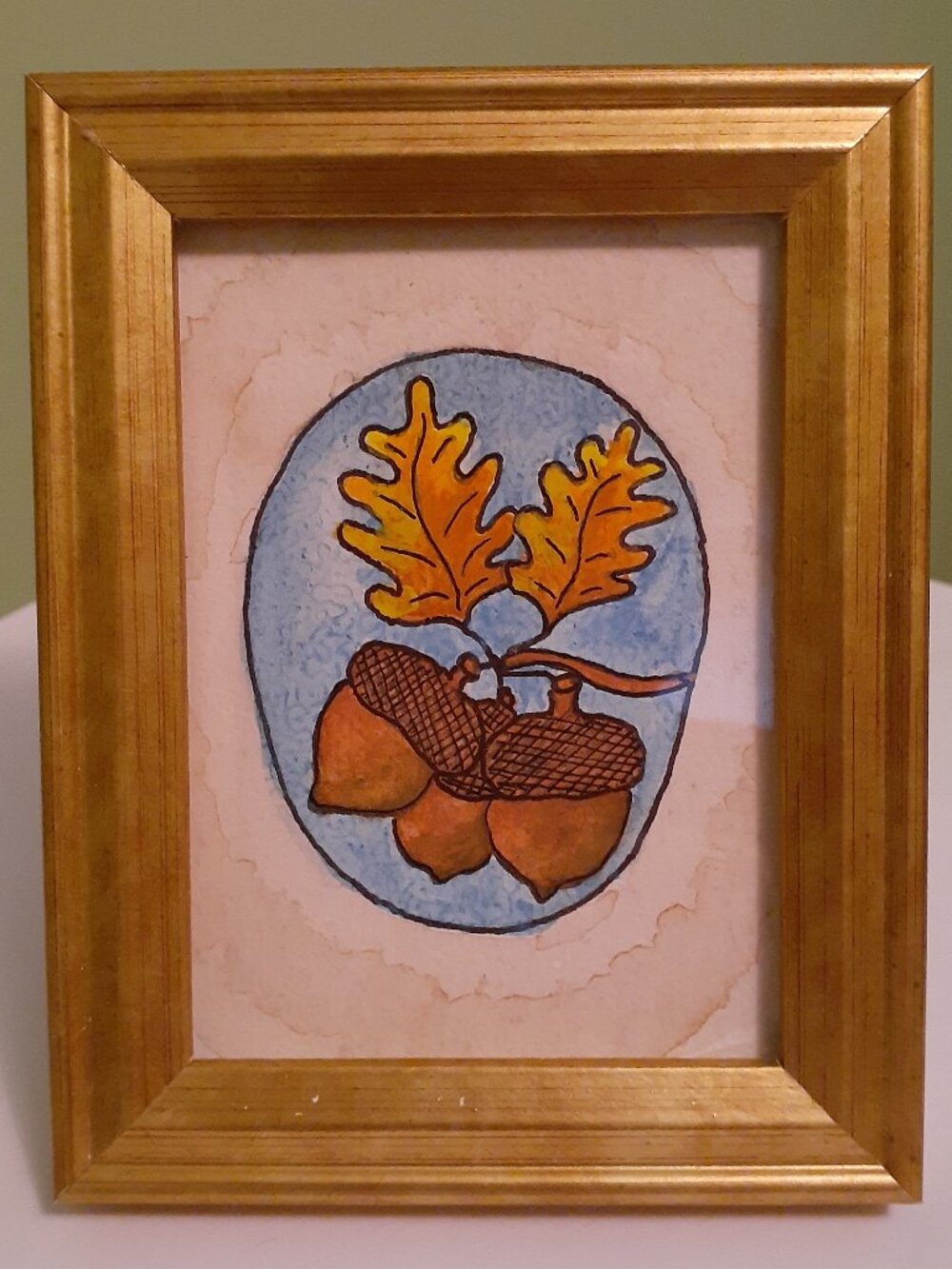 Autumn Acorns Mini Watercolor and Ink Painting